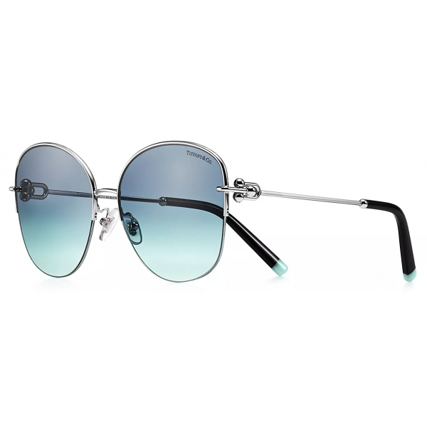 Tiffany & Co. - Pillow Shaped Sunglasses - Silver Gradient Blue - Tiffany HardWear Collection - Tiffany & Co. Eyewear