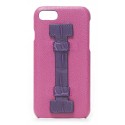 2 ME Style - Cover Fingers in Pelle Fucsia / Croco Viola - iPhone 8 / 7 - Cover in Pelle di Coccodrillo