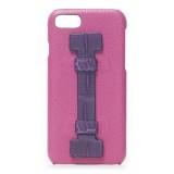 2 ME Style - Case Fingers Leather Fucsia / Croco Purple - iPhone 8 / 7 - Crocodile Leather Cover