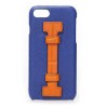 2 ME Style - Cover Fingers in Pelle Blu / Croco Arancione - iPhone 8 / 7 - Cover in Pelle di Coccodrillo