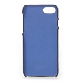 2 ME Style - Cover Fingers in Pelle Bianca / Croco Blu - iPhone 8 / 7 - Cover in Pelle di Coccodrillo