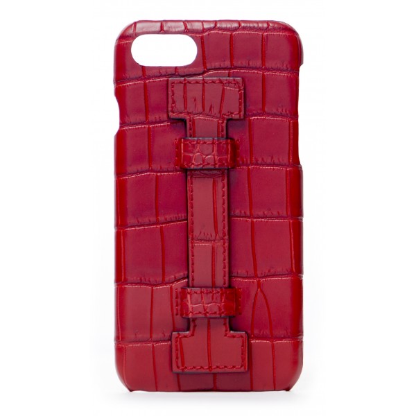 2 ME Style - Cover Fingers Croco Rosso / Rosso - iPhone 8 Plus / 7 Plus - Cover in Pelle di Coccodrillo