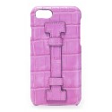 2 ME Style - Cover Fingers Croco Fucsia / Fucsia - iPhone 8 Plus / 7 Plus - Cover in Pelle di Coccodrillo