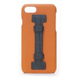 2 ME Style - Case Fingers Leather Orange / Croco Green - iPhone 8 Plus / 7 Plus - Crocodile Leather Cover