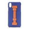 2 ME Style - Cover Fingers in Pelle Blu / Croco Arancione - iPhone X / XS - Cover in Pelle di Coccodrillo