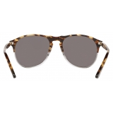 Persol - PO9649S - Brown Tortoise-Transparent Grey / Grey - Sunglasses - Persol Eyewear