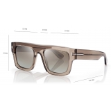 Tom Ford - Fausto Sunglasses - Occhiali Squadrati - Marrone Verde Specchio - FT0711 - Occhiali da Sole - Tom Ford Eyewear