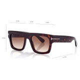 Tom Ford - Fausto Sunglasses - Occhiali da Sole Squadrata - Havana Scuro - FT0711 - Occhiali da Sole - Tom Ford Eyewear