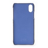 2 ME Style - Cover Fingers in Pelle Bianco / Croco Blu - iPhone X / XS - Cover in Pelle di Coccodrillo