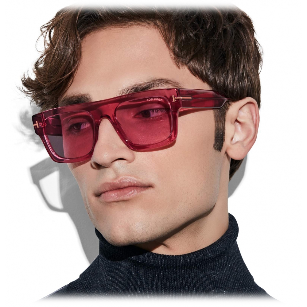 Tom Ford - Fausto Sunglasses - Square Sunglasses - Shiny Fuchsia Burgundy -  FT0711 - Sunglasses - Tom Ford Eyewear - Avvenice