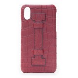 2 ME Style - Cover Fingers Croco Rosso / Rosso - iPhone X / XS - Cover in Pelle di Coccodrillo
