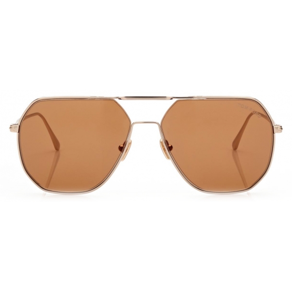 Tom Ford - Gilles Sunglasses - Occhiali da Sole Geometrica - Oro Marrone - FT0852 - Occhiali da Sole - Tom Ford Eyewear