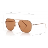 Tom Ford - Gilles Sunglasses - Occhiali da Sole Geometrica - Oro Marrone - FT0852 - Occhiali da Sole - Tom Ford Eyewear