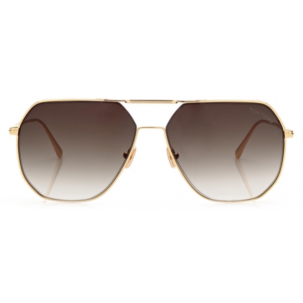 Tom Ford - Gilles Sunglasses - Occhiali da Sole Geometrica - Oro Fumo - FT0852 - Occhiali da Sole - Tom Ford Eyewear