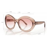 Tom Ford - Liya Sunglasses Oversize Rotondi - Marrone Chiaro Lucido Bordeaux - FT0918 - Occhiali da Sole - Tom Ford Eyewear