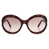 Tom Ford - Liya Sunglasses - Oversize Rotondi - Havana Scuro - FT0918 - Occhiali da Sole - Tom Ford Eyewear