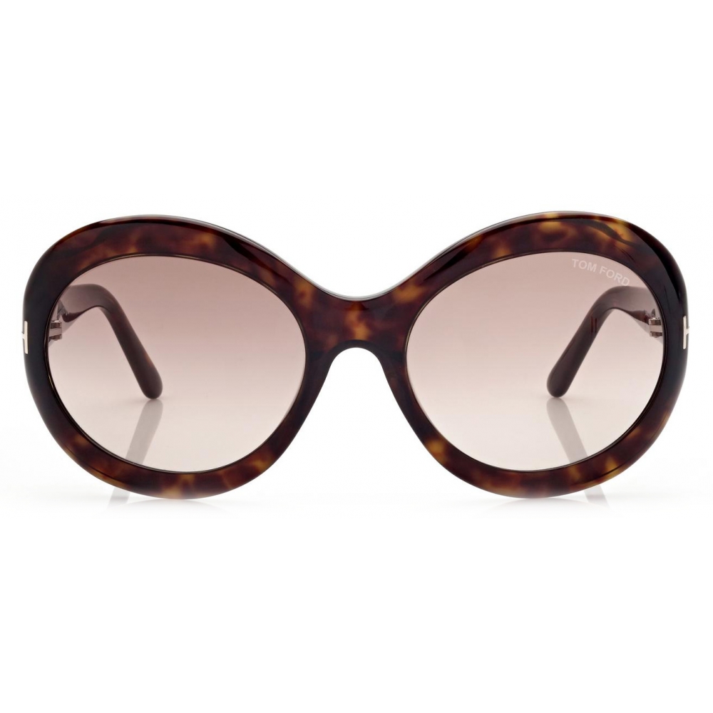 Tom Ford - Liya Sunglasses - Oversize Round Sunglasses - Dark Havana ...