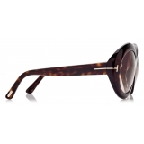Tom Ford - Liya Sunglasses - Oversize Round Sunglasses - Dark Havana - FT0918 - Sunglasses - Tom Ford Eyewear