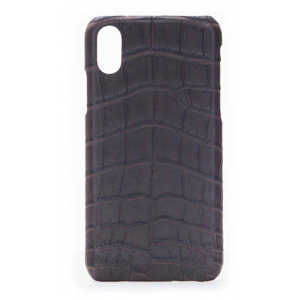 2 ME Style - Cover Croco Marrone - iPhone X / XS - Cover in Pelle di Coccodrillo