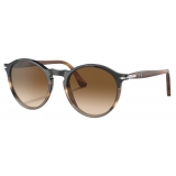 Persol - PO3285S - Black/Striped Brown/Grey / Brown Gradient - Sunglasses - Persol Eyewear