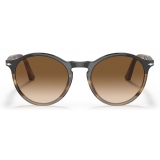 Persol - PO3285S - Black/Striped Brown/Grey / Brown Gradient - Sunglasses - Persol Eyewear
