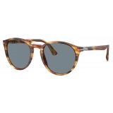 Persol - PO3152S - Brown Striped Yellow / Light Blue - Sunglasses - Persol Eyewear