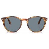 Persol - PO3152S - Brown Striped Yellow / Light Blue - Sunglasses - Persol Eyewear