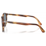 Persol - PO3152S - Brown Striped Yellow / Light Blue - Sunglasses - Persol Eyewear