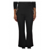 Elisabetta Franchi - Trousers with Buttons in Contrasting Color - Black - Trousers - Made in Italy - Luxury Exclusive Collection