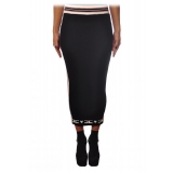 Elisabetta Franchi - Skirt with Profile in Contrasting Color - Black - Skirt - Made in Italy - Luxury Exclusive Collection