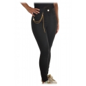 Elisabetta Franchi - Trousers with Gold-Colored Metal Chain - Black - Trousers - Made in Italy - Luxury Exclusive Collection