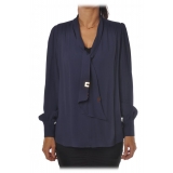 Elisabetta Franchi - Shirt with Sash - Blue - Shirt - Made in Italy - Luxury Exclusive Collection