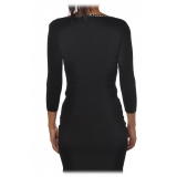 Elisabetta Franchi - Sweater with Logo Detail on the Neck - Black - Pullover - Made in Italy - Luxury Exclusive Collection