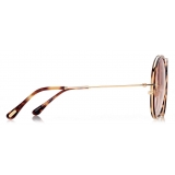 Tom Ford - Hunter Sunglasses - Round  - Blonde Havana Gradient Bordeaux - FT0946 - Sunglasses - Tom Ford Eyewear