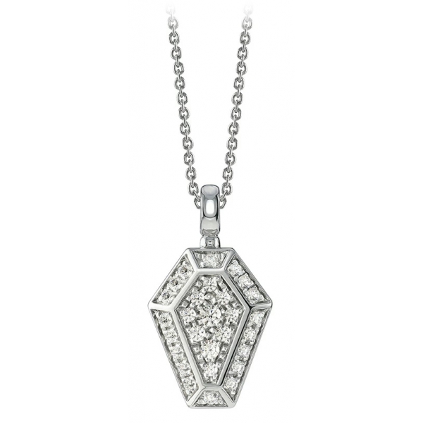 NESS1 - Pocket Coffin Necklace 18kt White Gold and Diamonds - Time Collection - Handcrafted Necklace - High Quality Luxury