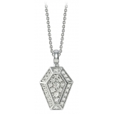NESS1 - Pocket Coffin Collana Oro Bianco 18kt e Diamanti - Time Collection - Collana Artigianale - Alta Qualità Luxury