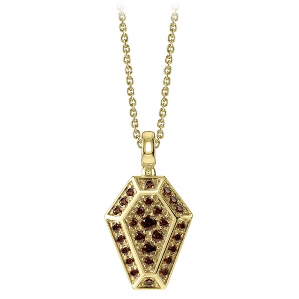 NESS1 - Pocket Coffin Necklace 18kt Yellow Gold and Diamonds - Time Collection - Handcrafted Necklace - High Quality Luxury