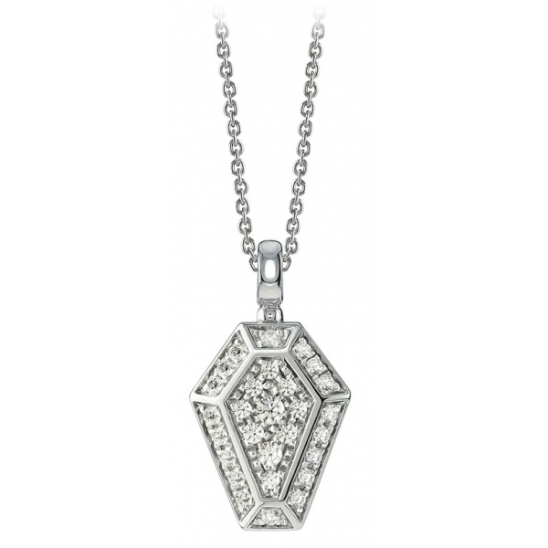 NESS1 - Pocket Coffin Necklace 9kt White Gold and Diamonds - Time Collection - Handcrafted Necklace - High Quality Luxury