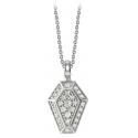 NESS1 - Pocket Coffin Collana Oro Bianco 9kt e Diamanti - Time Collection - Collana Artigianale - Alta Qualità Luxury