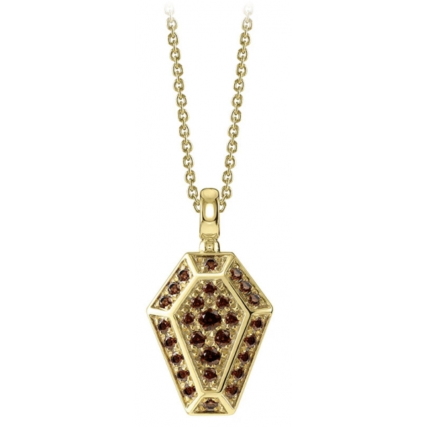 NESS1 - Pocket Coffin Collana Oro Giallo 9kt e Diamanti - Time Collection - Collana Artigianale - Alta Qualità Luxury