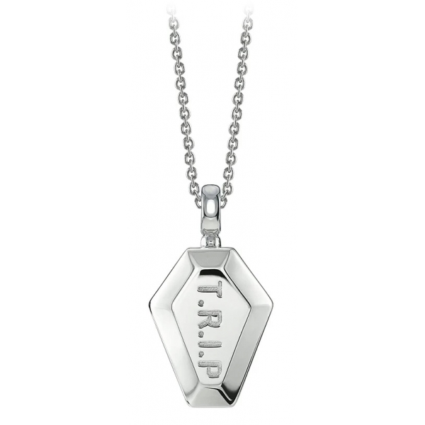 NESS1 - Pocket Coffin Collana Oro Bianco 9kt e Diamante - Time Collection - Collana Artigianale - Alta Qualità Luxury