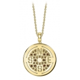 NESS1 - Compass Necklace 18kt Yellow Gold and Diamonds - Time Collection - Handcrafted Necklace - High Quality Luxury