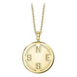 NESS1 - Compass Collana Oro Giallo 18kt e Diamante - Time Collection - Collana Artigianale - Alta Qualità Luxury