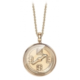 NESS1 - Compass Collana Oro Rosa 18kt e Diamante - Time Collection - Collana Artigianale - Alta Qualità Luxury