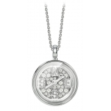 NESS1 - Compass Necklace 9kt White Gold and Diamonds - Time Collection - Handcrafted Necklace - High Quality Luxury