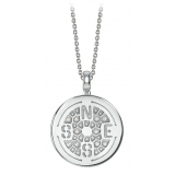 NESS1 - Compass Collana Oro Bianco 9kt e Diamanti - Time Collection - Collana Artigianale - Alta Qualità Luxury