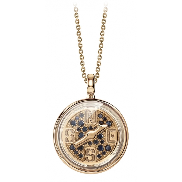 NESS1 - Compass Necklace 9kt Rose Gold and Diamonds - Time Collection - Handcrafted Necklace - High Quality Luxury