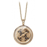 NESS1 - Compass Collana Oro Rosa 9kt e Diamanti - Time Collection - Collana Artigianale - Alta Qualità Luxury