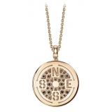 NESS1 - Compass Necklace 9kt Rose Gold and Diamonds - Time Collection - Handcrafted Necklace - High Quality Luxury