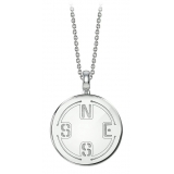 NESS1 - Compass Collana Oro Bianco 9kt e Diamante - Time Collection - Collana Artigianale - Alta Qualità Luxury